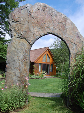 Hapgood residence view through stone arch